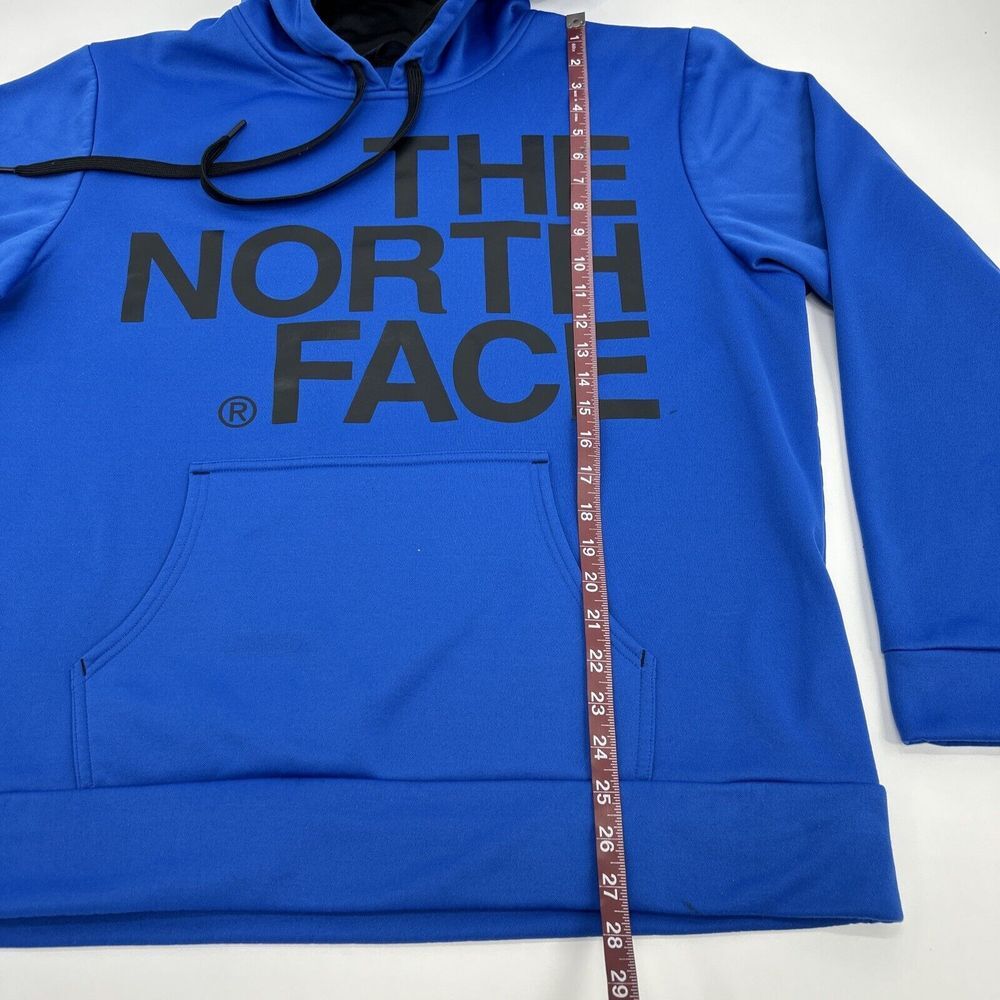 The North Face Hoodie Men XL‎ Blue Pullover Pocket Big Logo Fleece Sweatshirt - Picture 10 of 13